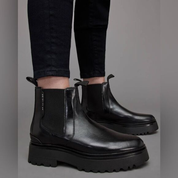 ALLSAINTS Arlo $299 Chunky Chelsea Leather Boots Size EU 41 US 11 - Picture 2 of 15